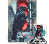 Puzzle per ragazzi da 1000 pezzi Urban Omen︰ Il corvo rosso gioco divertente allena la mente e le mani adatto come decorazione da scrivania 38x52cm