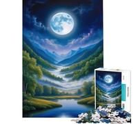 Puzzle per ragazzi da 1000 pezzi Valle di montagna illuminata dalla luna gioco per famiglie giocattolo avvincente per coltivare la pazienza ottimo regalo migliora la memoria (dimensioni 38x26cm)