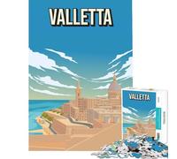 Puzzle per ragazzi da 1000 pezzi Valletta Malta poster di viaggio vintage giocattolo educativo gioco per tutta la famiglia regalo per donne e uomini (dimensioni 38x26cm)