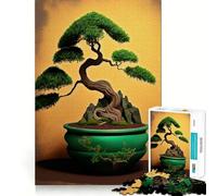Puzzle per ragazzi da 1000 pezzi,vaso di terracotta verde Bonsai,disegno dai bordi precisi,gioco di concentrazione,regalo,gioco rilassante,scena natalizia 38x26cm