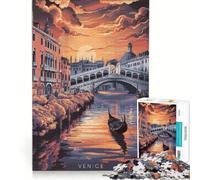 Puzzle per ragazzi da 1000 pezzi Venezia al tramonto in gondola gioco pratico rilassante e stimolante per la mente regalo di compleanno regalo 38x52cm