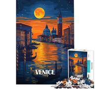 Puzzle per ragazzi da 1000 pezzi Venezia di notte Italia scena stimolante per la mente e l'intelligenza gioco avvincente per tutta la famiglia antistress regalo divertente (dimensioni 38x52cm)