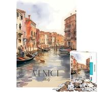 Puzzle per ragazzi da 1000 pezzi Venezia Italia dipinto ad acquerello gioco impossibile gioco educativo sfida giocattolo divertente regalo adatto alle coppie (dimensioni 38x52cm)