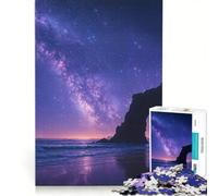 Puzzle per ragazzi da 1000 pezzi: Via Lattea su un arco di roccia sulla costa giocattolo fai-da-te stimola la memoria con poster e foglio di curiosità abbinati 50x75cm