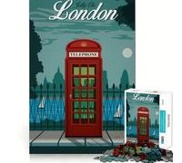 Puzzle per ragazzi da 1000 pezzi Viaggio a Londra Cabina telefonica Pezzi a incastro Giocattolo divertente Logica Gioco tranquillo Gioco artistico di compleanno (38x26cm)