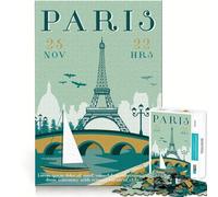 Puzzle per ragazzi da 1000 pezzi Viaggio a Parigi Ritagli precisi Decorazione Giocattolo creativo Divertente Pace Gioco Natale Opera d'arte (38x52cm)