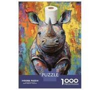 Puzzle Per Ragazzi Da 1000 Pezzi Vibrant Rhino with Roll Puzzle Giochi Rilassanti Difficili Divertenti Attività A Casa, 38x26cm/1000pcs