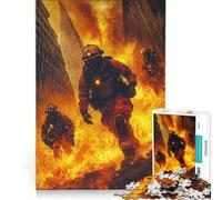 Puzzle per ragazzi da 1000 pezzi, Vigili del fuoco, Incendio in città, Giocattolo fai da te, Interazione genitore-figlio, compleanno e Natale 38x26cm