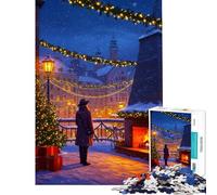 Puzzle per ragazzi da 1000 pezzi Vigilia di Natale in una città innevata puzzle per adulti gioco pratico ideale per passare il tempo in casa regalo per tutta la famiglia (dimensioni 38x26cm)