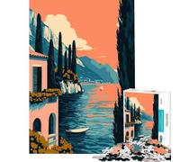 Puzzle per ragazzi da 1000 pezzi villa italiana sul lago arte minimalista giocattolo educativo gioco per tutta la famiglia regalo per donne e uomini (dimensioni 75x50cm)