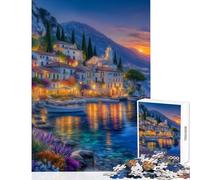 Puzzle per ragazzi da 1000 pezzi villaggio costiero al crepuscolo giochi rilassanti un'opera d'arte decorazione per la casa giocattolo ottimo regalo per gli appassionati di videogiochi (50x75cm)