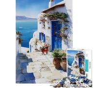 Puzzle per ragazzi da 1000 pezzi villaggio di un'isola greca dipinto ad acquerello gioco per famiglie giocattolo educativo regalo per donne uomini e tutta la famiglia (dimensioni 50x75cm)