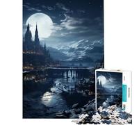 Puzzle per ragazzi da 1000 pezzi villaggio gotico al chiaro di luna gioco intellettuale gioco impossibile regalo perfetto per donne e uomini (dimensioni 50x75cm)