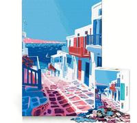 Puzzle per ragazzi da 1000 pezzi,villaggio greco,minimalista,a incastro,gioco stimolante per la mente,divertimento e svago,regalo di Natale (38x52cm)