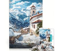 Puzzle per ragazzi da 1000 pezzi: Villaggio innevato nella Sierra Nevada Decorazione murale Giocattolo per passare il tempo durante le vacanze Regalo di compleanno Regalo di viaggio 38x26cm