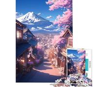 Puzzle per ragazzi da 1000 pezzi Villaggio Sakura Monte Fuji sfida educativa gioco di decorazione per la casa adatto a ragazzi dai 14 anni in su (38x52cm)