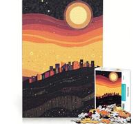Puzzle per ragazzi da 1000 pezzi, Villaggio tranquillo di notte, Decorazione murale, Giocattolo per passare il tempo durante le vacanze, Regalo di compleanno, Regalo di viaggio, 38x52cm