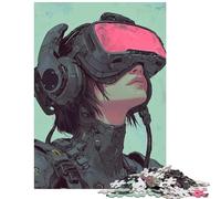 Puzzle per ragazzi da 1000 pezzi visore VR cyberpunk ritratto di donna stimola la mente sfida impegnativa gioco pratico per ragazzi dai 14 anni in su (50x75cm)