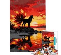 Puzzle per ragazzi da 1000 pezzi Volpe a nove code al tramonto Sfida educativa divertente e umoristica Giochi rilassanti per ragazzi dai 14 anni in su del puzzle 50x75cm