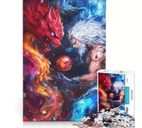 Puzzle per ragazzi da 1000 pezzi: Volpe a Nove Code e Jutsu di Ghiaccio giochi educativi attività divertenti da fare a casa ideale come regalo 50x75cm