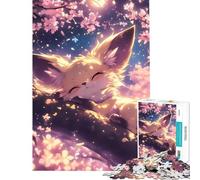 Puzzle per ragazzi da 1000 pezzi Volpe addormentata tra i ciliegi in fiore Gioco stimolante e rompicapo Difficile Ottimo regalo (Dimensioni 50x75cm)