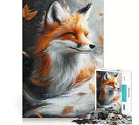 Puzzle per ragazzi da 1000 pezzi,volpe autunnale,bellezza,taglio premium,divertente,gioco intelligente,regalo,gioco facile,pezzo artistico natalizio (38x26cm)