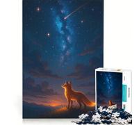 Puzzle per ragazzi da 1000 pezzi: volpe che osserva il cielo notturno, gioco rilassante, attività divertenti da fare in casa, gioco dal design accattivante 38x26cm