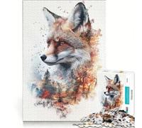 Puzzle per ragazzi da 1000 pezzi: volpe in una foresta autunnale, gioco pratico, per divertimento in famiglia, ideale come regalo per tutta la famiglia 38x52cm