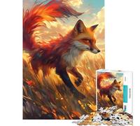 Puzzle per ragazzi da 1000 pezzi Volpe infuocata nel campo gioco intellettuale educativo per attività familiari regalo di compleanno (dimensioni 38x52cm)