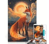 Puzzle per ragazzi da 1000 pezzi: volpe rossa con dettagli arancioni giocattolo educativo migliora la memoria con poster abbinato e foglio di curiosità 38x52cm