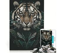 Puzzle per ragazzi da 1000 pezzi: Volto di tigre e natura, giochi rilassanti, di analisi e logica, regalo di compleanno, regalo di viaggio 38x26cm