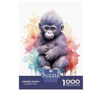 Puzzle Per Ragazzi Da 1000 Pezzi Watercolor Baby Gorilla Puzzle Per Adulti Gioco Pratico Decorazione Murale Regali Unici Per Compleanno E Natale 38x26cm/1000pcs