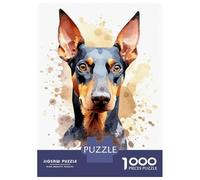 Puzzle Per Ragazzi Da 1000 Pezzi Watercolor Doberman Puzzle Per Adulti Gioco Pratico Decorazione Murale Regali Unici Per Compleanno E Natale 52x38cm/1000pcs