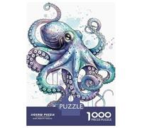 Puzzle Per Ragazzi Da 1000 Pezzi Watercolor Octopus with Splashes Puzzle Per Ragazzi Gioco Pratico Sfida Difficile Regali Unici Per Compleanno E Natale 70x50cm/1000pcs