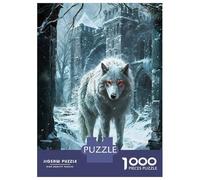 Puzzle Per Ragazzi Da 1000 Pezzi White Dire Wolf Snow Watch Puzzle Per Ragazzi Gioco Pratico Sfida Difficile Regali Unici Per Compleanno E Natale 52x38cm/1000pcs