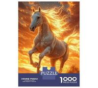 Puzzle Per Ragazzi Da 1000 Pezzi White Horse at Sunset Puzzle Per Adulti Gioco Pratico Per Divertimento in Famiglia Attività Divertenti A Casa, 70x50cm/1000pcs