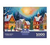 Puzzle Per Ragazzi Da 1000 Pezzi Winter Village Christmas Scene Painting Puzzle Giochi Rilassanti Ma Divertenti E Spiritosi Regali Di Compleanno E Unici 52x38cm/1000pcs