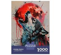 `Puzzle Per Ragazzi Da 1000 Pezzi Wolf Howling at Moon Wall Art Print Puzzle Per Adulti Giochi Rilassanti Analisi E Logica Giochi Stimolanti Regali 70x50cm/1000pcs