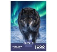 Puzzle Per Ragazzi Da 1000 Pezzi Wolf Under The Aurora Borealis Puzzle Per Adulti Gioco Pratico Per Divertimento in Famiglia Attività Divertenti A Casa, 38x26cm/1000pcs