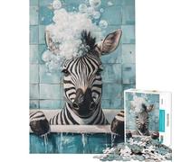 Puzzle per ragazzi da 1000 pezzi: Zebra nella vasca da bagno ideale per compleanni e Natale Giocattolo educativo antistress adatto a partire dai 14 anni (38x52cm)