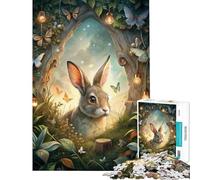 Puzzle per ragazzi da 1000 pezziConiglio nella foresta incantata con farfalle Un'opera d'arte stimolante da completare un giocattolo educativo adatto a persone dai 14 anni in su (50x75cm)