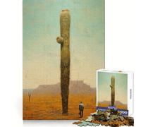 Puzzle per ragazzi "Grandi Cactus, Piccoli Uomini" da 1000 pezzi, stimolante per la memoria, rilassante e piacevole, con chiusura ermetica, regalo significativo (38x52cm)