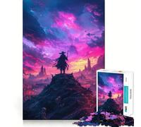 Puzzle per ragazzi Guerriero in silhouette al tramonto da 1000 pezzi, stimola la logica, ideale per tutta la famiglia, con bordi di alta qualità, 50x75cm