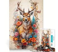 Puzzle per ragazzi "Il cervo tra i fiori", 1000 pezzi, attività per migliorare la memoria, da assemblare a casa, regalo perfetto 38x26cm