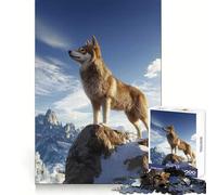 Puzzle per ragazzi "Lupo sulla cima della montagna", 1000 pezzi, stimolante per la memoria, ideale per momenti di relax, con taglio preciso, perfetto come regalo di compleanno (38x26cm)