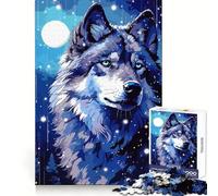 Puzzle per ragazzi "Moon Wolf Retro Pixel Art" da 1000 pezzi,ideale per allenamento,svago leggero,taglio perfetto,sorpresa festiva (38x52cm)