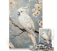 Puzzle per ragazzi "Pappagallo Bianco in Fiore" da 1000 pezzi, stimola la memoria, divertimento spensierato, taglio di qualità, regalo di compleanno (50x75cm)