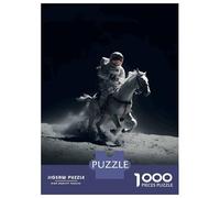 Puzzle Per Ragazzi Puzzle Da 1000 Pezzi Astronaut Riding A Horse on Moon Per Adulti Gioco Pratico Decorazione Da Parete Regali Di Natale E Compleanno 38x26cm/1000pcs