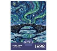 Puzzle Per Ragazzi Puzzle Da 1000 Pezzi Aurora Borealis over Stone Bridge Painting Per Adulti Gioco Pratico Decorazione Da Parete Regali Di Natale E Compleanno 38x26cm/1000pcs