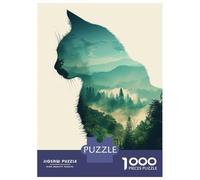 Puzzle Per Ragazzi Puzzle Da 1000 Pezzi Cat in Double Exposure Giochi Rilassanti Sfida Difficile Attività Divertenti A Casa 70x50cm/1000pcs